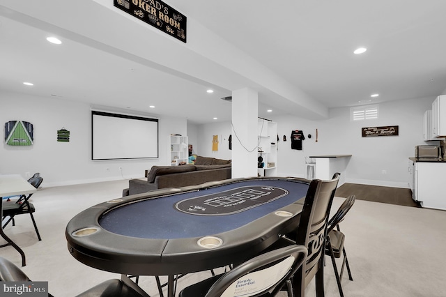 home theater featuring recessed lighting