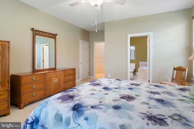 4 Augusta Dr, Little Egg Harbor Twp, NJ 08087 - bedroom featuring light carpet, connected bathroom, and ceiling fan