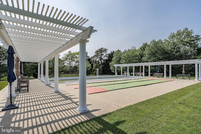 4 Augusta Dr, Little Egg Harbor Twp, NJ 08087 - view of property's community with a pergola, shuffleboard, a yard, and view of scattered trees