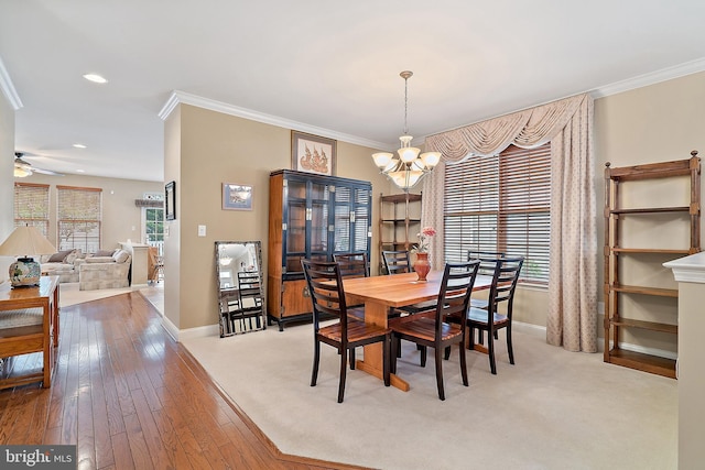 4 Augusta Dr, Little Egg Harbor Twp, NJ 08087 - dining room with a chandelier, crown molding, baseboards, recessed lighting, and ceiling fan