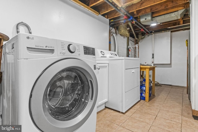 15 Renee, Lawrence Township, NJ 08648 - laundry area featuring washer and dryer and light tile patterned floors