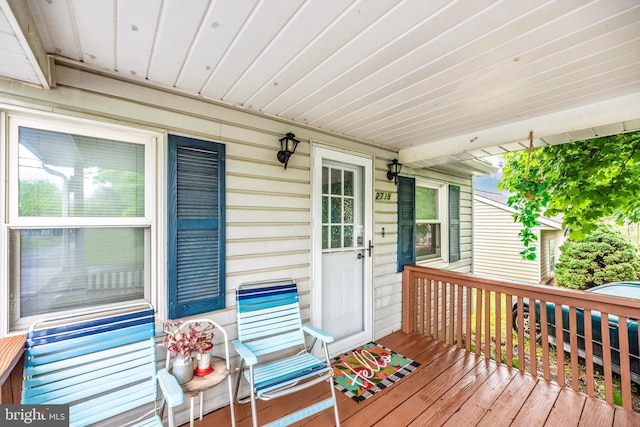 deck featuring a porch