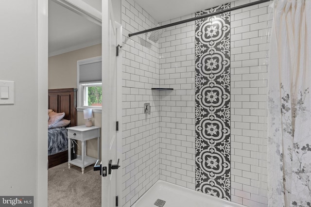 669 Worthington Dr, Warminster, PA 18974 - bathroom with crown molding, a stall shower, and ensuite bathroom