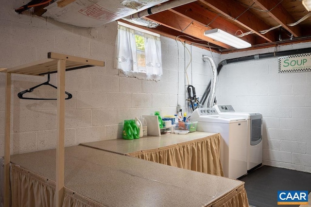 basement featuring separate washer and dryer