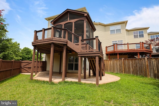 23462 Twin Falls Ter, Ashburn, VA 20148 - back of property with a patio, a sunroom, a deck, and a gate