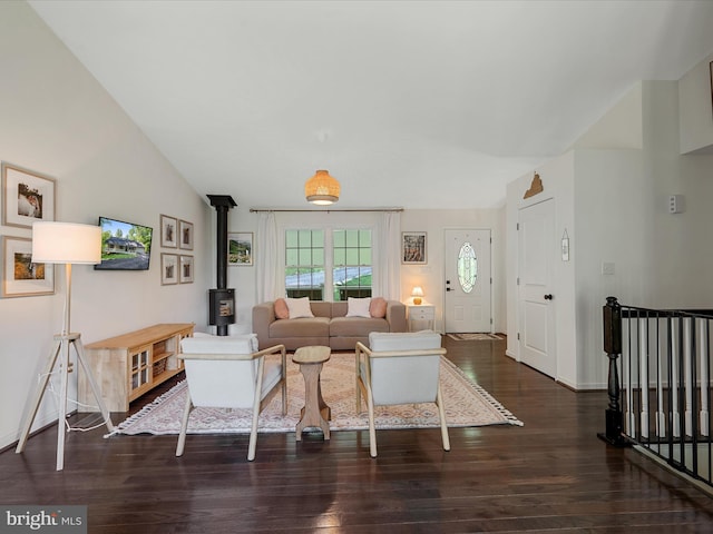 439 Windy Way, Front Royal, VA 22630 - living room featuring a wood stove and wood finished floors
