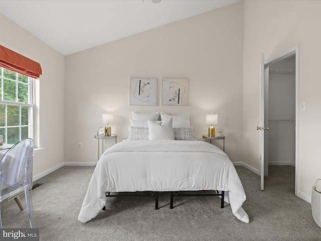 1604 Hunting Creek Dr Unit B, Alexandria, VA 22314 - carpeted bedroom with a walk in closet, lofted ceiling, and baseboards