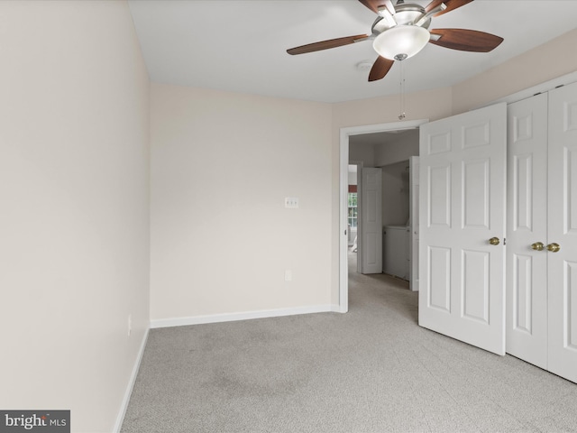 1604 Hunting Creek Dr Unit B, Alexandria, VA 22314 - unfurnished bedroom with baseboards, light carpet, a closet, and a ceiling fan