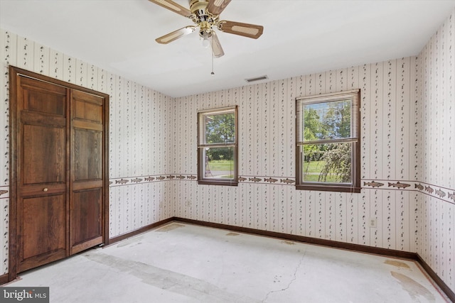 3789 Stump Rd, Doylestown, PA 18902 - unfurnished bedroom featuring wallpapered walls and a ceiling fan