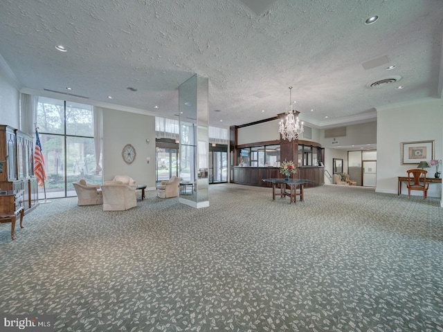 6100 Westchester Park Dr Unit 804, College Park, MD 20740 - common area with crown molding, a textured ceiling, and recessed lighting