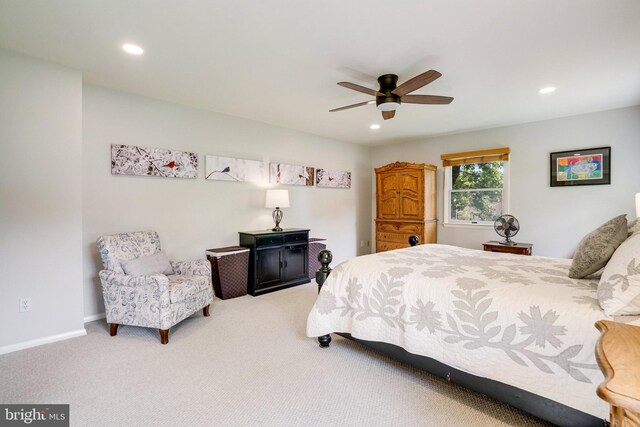 5101 Ampthill Dr, Alexandria, VA 22312 - bedroom with carpet, recessed lighting, and ceiling fan