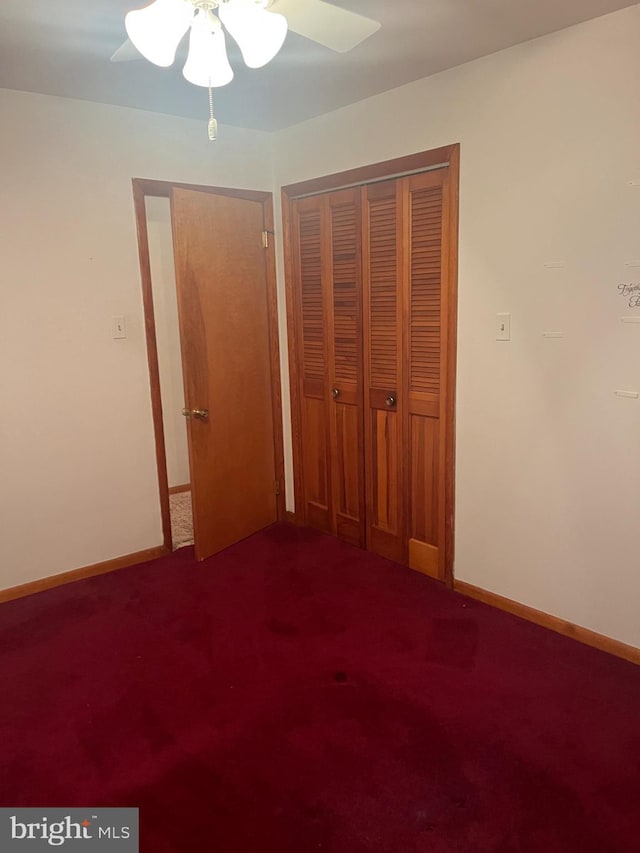 313 Northfield Ave, Waynesboro, PA 17268 - unfurnished bedroom with a closet, carpet floors, ceiling fan, and baseboards
