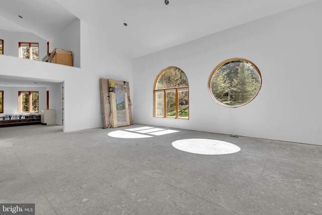 6 Evan Way, Pikesville, MD 21208 - unfurnished living room with high vaulted ceiling