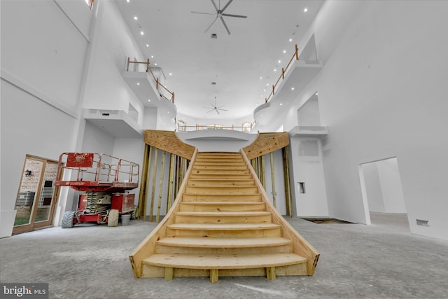 6 Evan Way, Pikesville, MD 21208 - staircase featuring a high ceiling and recessed lighting