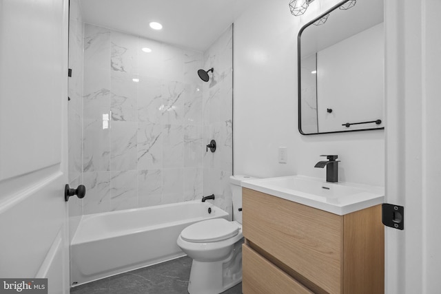 2564 Forrest Ave, Bensalem, PA 19020 - bathroom with vanity, toilet, shower / bath combination, and recessed lighting