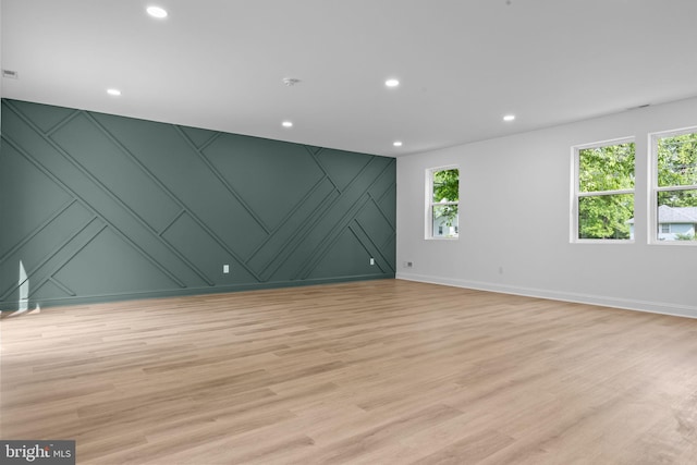 2564 Forrest Ave, Bensalem, PA 19020 - unfurnished room featuring a decorative wall, recessed lighting, light wood-type flooring, baseboards, and an accent wall