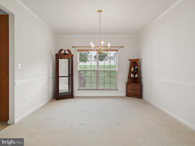 5204 Spanish Dollar Ct, Woodbridge, VA 22193 - carpeted empty room featuring a chandelier, crown molding, and baseboards