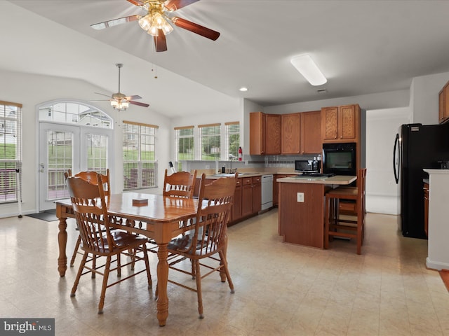 5204 Spanish Dollar Ct, Woodbridge, VA 22193 - dining space featuring a ceiling fan and lofted ceiling