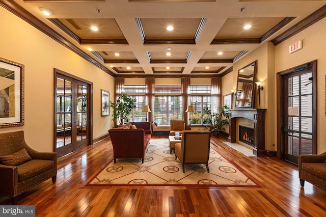 12958 Centre Park Cir Unit 219, Herndon, VA 20171 - community lobby featuring ornamental molding, coffered ceiling, beam ceiling, and recessed lighting