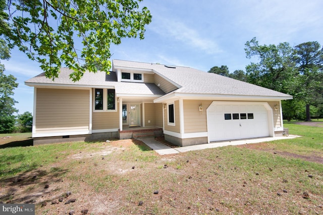 5470 Moose Lodge Rd, Cambridge, MD 21613 - view of front of home featuring a garage, crawl space, a front lawn, and roof with shingles
