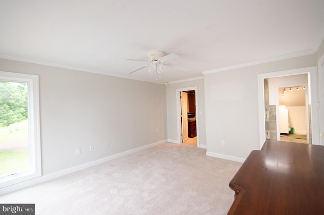 5470 Moose Lodge Rd, Cambridge, MD 21613 - empty room with a ceiling fan, ornamental molding, and light carpet