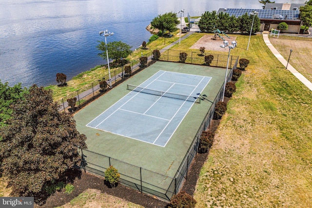 2054 Harbour Dr, Palmyra, NJ 08065 - view of tennis court featuring a water view