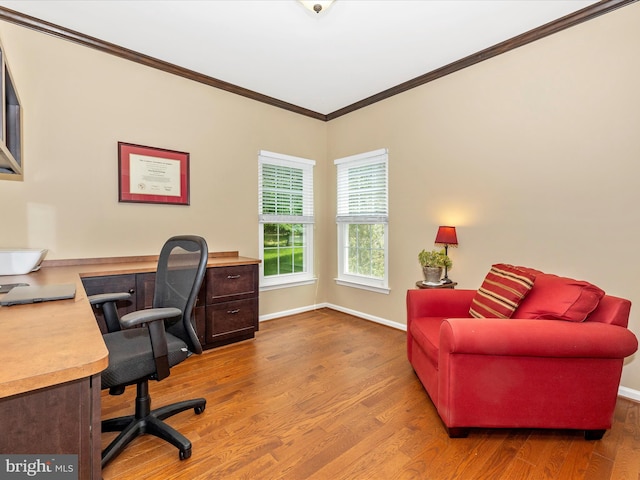 6470 Saddlebrook Ln, Frederick, MD 21701 - home office featuring crown molding, wood finished floors, and baseboards