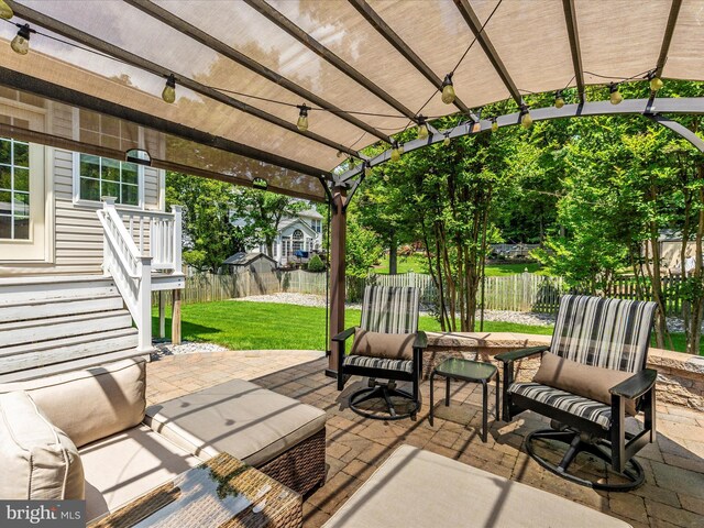 6470 Saddlebrook Ln, Frederick, MD 21701 - view of patio / terrace featuring an outdoor hangout area and a pergola