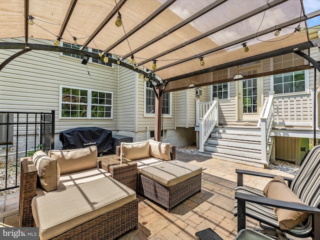 6470 Saddlebrook Ln, Frederick, MD 21701 - view of patio / terrace featuring an outdoor hangout area, a pergola, and grilling area