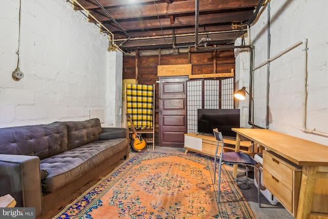 1132 Roland Heights Ave, Baltimore, MD 21211 - office with concrete floors and concrete block wall