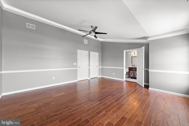 14 Osprey Ln, Bayville, NJ 08721 - empty room with a ceiling fan, crown molding, wood finished floors, and baseboards