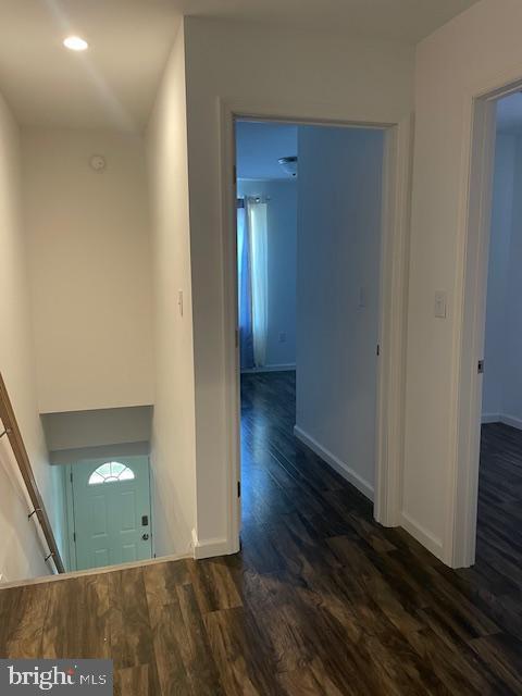 319 Crestmont St, Reading, PA 19611 - corridor with wood finished floors, baseboards, and recessed lighting