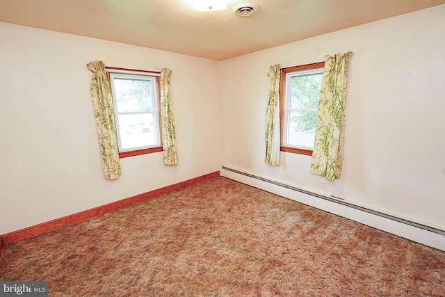 407 Elizabeth St, Georgetown, DE 19947 - spare room featuring a baseboard radiator, plenty of natural light, carpet floors, and baseboards