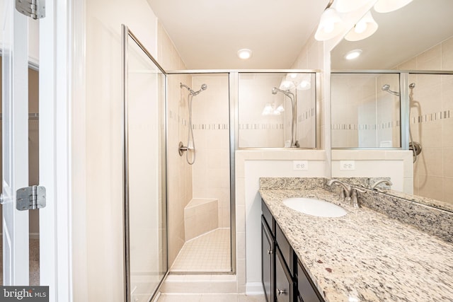 5831 Rochefort St, Ijamsville, MD 21754 - bathroom featuring a shower stall, vanity, and recessed lighting