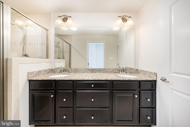 5831 Rochefort St, Ijamsville, MD 21754 - bathroom featuring double vanity and a shower with door