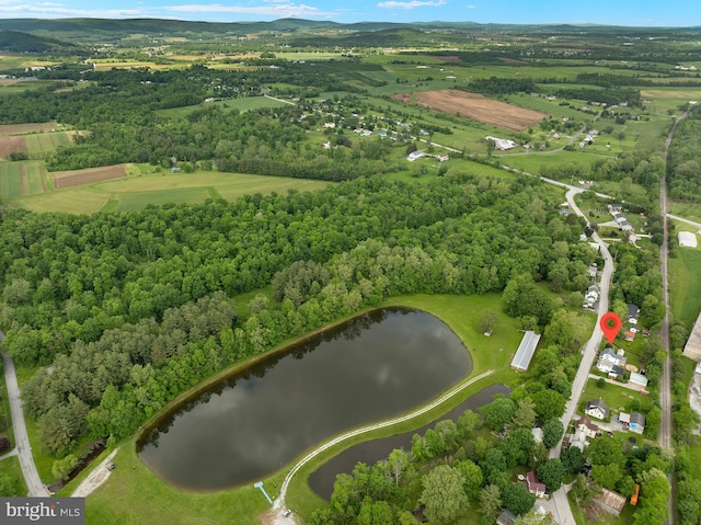 aerial view of property's location featuring a large body of water