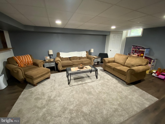 4 Tall Oaks Dr, Pottsville, PA 17901 - living room featuring wood finished floors, a paneled ceiling, and recessed lighting