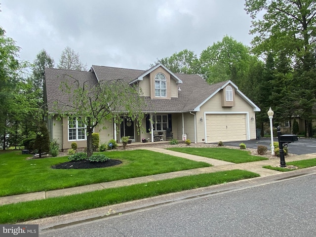 4 Tall Oaks Dr, Pottsville, PA 17901 - traditional-style home featuring a porch, driveway, roof with shingles, an attached garage, and a front lawn
