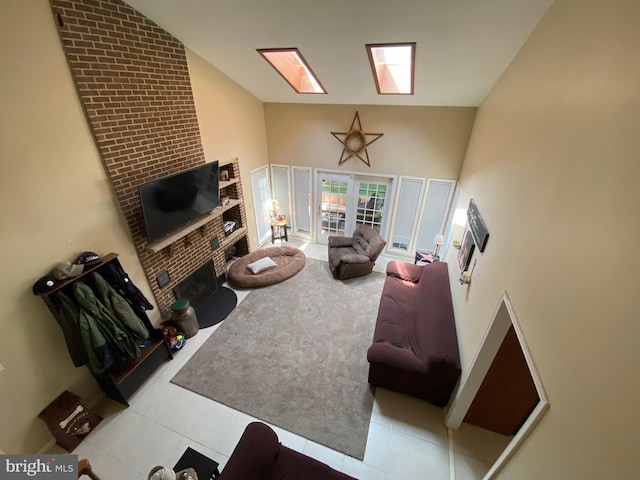 4 Tall Oaks Dr, Pottsville, PA 17901 - living area featuring high vaulted ceiling and a fireplace
