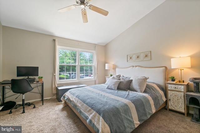 9642 Lambeth Ct, Columbia, MD 21046 - carpeted bedroom with vaulted ceiling, an office area, a ceiling fan, and baseboards