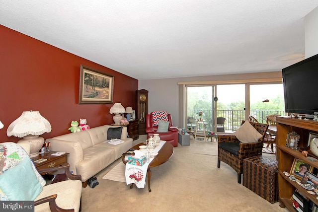 living room with light carpet