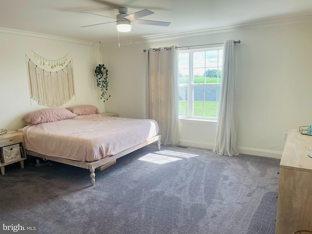128 Eagle Rd, Dillsburg, PA 17019 - bedroom with crown molding, carpet flooring, baseboards, and a ceiling fan