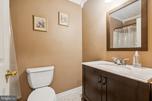 349 Hartford Rd, Mount Laurel, NJ 08054 - full bathroom featuring ornamental molding, vanity, and tile patterned floors