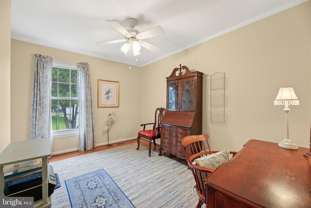 11115 Sceptre Ridge Ter, Germantown, MD 20876 - sitting room with ceiling fan, wood finished floors, and ornamental molding