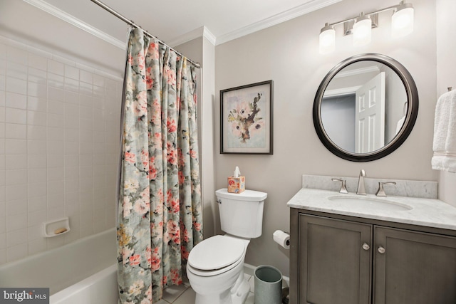 11115 Sceptre Ridge Ter, Germantown, MD 20876 - full bath with crown molding, vanity, shower / bath combo, and tile patterned floors
