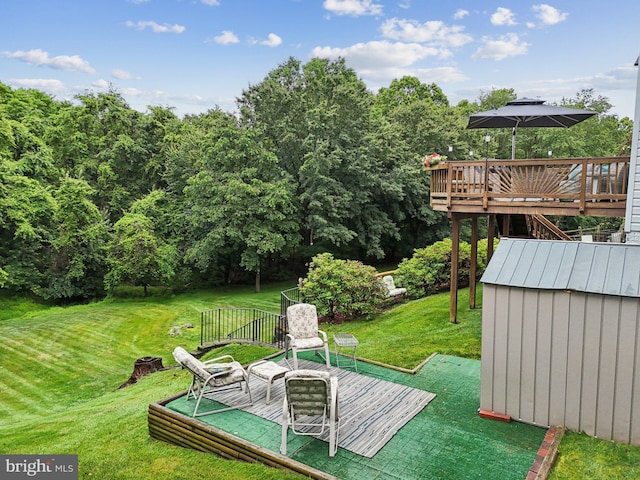 11115 Sceptre Ridge Ter, Germantown, MD 20876 - view of green lawn with a wooden deck and a storage shed