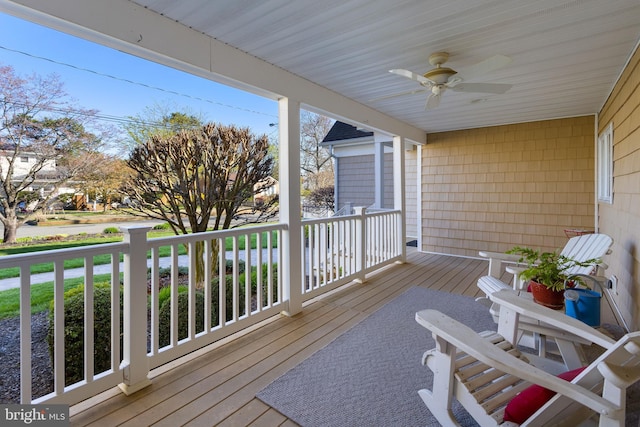 1733 Lockhart St, Toms River, NJ 08757 - wooden terrace featuring a ceiling fan and covered porch