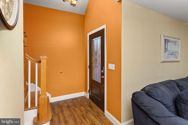 1733 Lockhart St, Toms River, NJ 08757 - entryway with wood finished floors, stairway, and baseboards