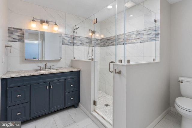 1733 Lockhart St, Toms River, NJ 08757 - full bathroom featuring toilet, baseboards, vanity, and a stall shower
