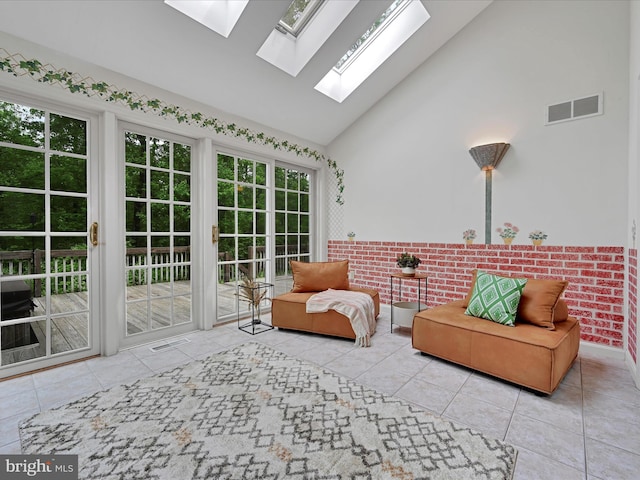 320 N Ridge Rd, Reinholds, PA 17569 - sunroom with lofted ceiling, a skylight, french doors, and healthy amount of natural light